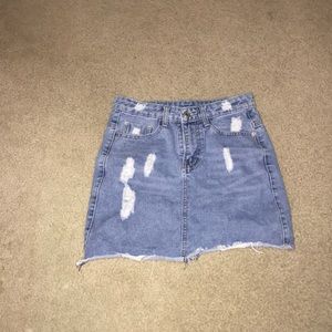 Ripped Jean Skirt